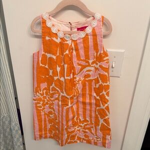 Kids Sleeveless Lily Dress in Orange and Pink- Small/6